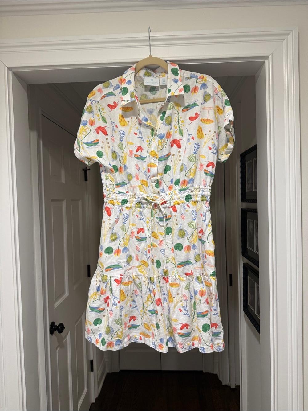 Cynthia Rowley White Floral Button-Up Dress with Multicolor Bloom Print